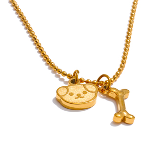 JINYOU 5380 yeni varış Metal sevimli köpek kolye kolye PVD 18K altın kaplama paslanmaz çelik kolye kolye kadınlar için takı - Product Image 1