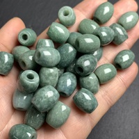 Perles de jadeite verte birmane naturelle à grand trou, forme baril, 8-13 mm, perles intercalaires lâches pour accessoires de bijoux faits main DIY