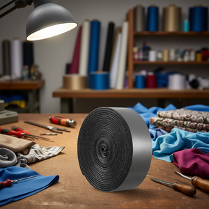 Cinta de gancho y bucle de nailon negro en rollo de 1.5 pulgadas x 16 pies, autoadhesiva de una sola cara con fuerza adhesiva media para uso en prendas de vestir - Product Image 2