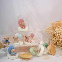Bougie parfumée en verre en forme d'ours en peluche, senteur champêtre, pour centre de table d'anniversaire et décoration intérieure, vente en gros