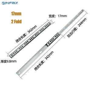 Personnalisé 17mm 2-Fold Canal Glissières Coulissantes Placard Armoire Porte Matériel Montage Roulement À Billes Glissières De <span class=keywords><strong>Tiroir</strong></span> Télescopique - Product Image 4