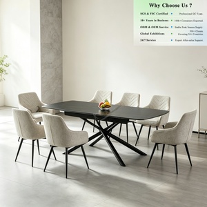 <span class=keywords><strong>Table</strong></span> de salle à manger moderne et minimaliste en céramique, robuste, avec pieds croisés larges, pour 6 à 8 personnes, idéale pour les cafés et restaurants haut de gamme - Le meilleur choix - Product Image 1