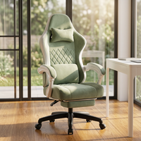 Chaise de bureau ergonomique de style racing en cuir et tissu, design contemporain, pivotante, dossier haut, support lombaire réglable en 3 positions