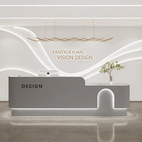 Comptoir de réception pour salon de coiffure Salon de beauté Spa Mobilier Bureau de réception en cercle blanc beige doré Bureau de réception moderne