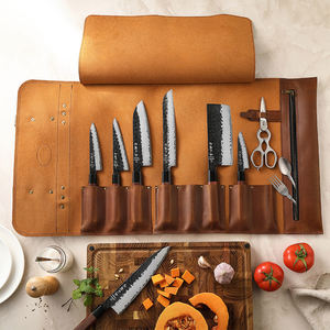 Mochilas de couro real marrom para chef, sacola de rolo, bolsa de armazenamento portátil, caixa de presente personalizada - Product Image 3