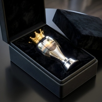 Trophée Couronne Plaqué Or et Argent de 60 cm, Conception Fabricant, Grand Trophée Métallique Gravé à la Main, Cadeau Souvenir