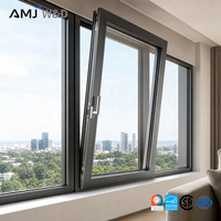 Ventana Abatible y Giratoria de Aluminio de Tamaño Personalizado, Doble Acristalamiento, Vidrio Templado, Ahorro de Energía, para Casa Moderna