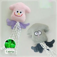 Jouet en peluche pour chat en forme de calmar avec herbe à chat et clochette pour la stimulation et le soulagement de l'ennui