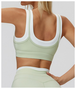 Soutien-gorge de sport haute performance à blocs de couleur, haut de course, vêtements de sport personnalisables avec logo, tenue de fitness pour la gym, soutien-gorge de yoga à col en U pour <span class=keywords><strong>femme</strong></span> - Product Image 5