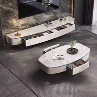 Huatuse DCT007 Luxuriöser Marmor-Holzrahmen Moderner Anpassbarer Leuchtender Weißer Eisjade-Couchtisch für Wohnzimmer