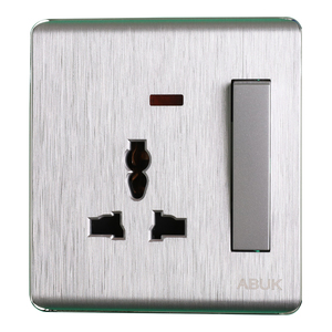 Ổ Cắm Chuyển Đổi Ổ Cắm Tường Màu Trắng Đa Năng ABUK Nút Ấn 13A 250V Ổ Cắm Điện Kim Loại Nhà Với Bảng Điều Khiển Neon <span class=keywords><strong>PMMC</strong></span> - Product Image 4