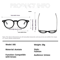 Gafas Ópticas Redondas Clásicas de Acetato para Mujer, Lentes de Acetato con Protección UV400 y Logotipo Personalizado a la Moda