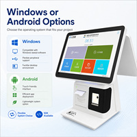 PC de Escritorio Todo en Uno de 15.6 Pulgadas, Máquina POS con Pantalla Táctil Doble, Impresora, Escáner QR, Lector de Tarjetas para Tiendas Minoristas, Kiosco de Pago
