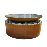 Fontaine d'eau ronde d'extérieur en acier Corten avec finition rouille, pour jardin, à prix abordable