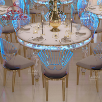 Luxuriöser Transparenter Acryl Runder Hochzeitstisch und Stühle mit LED-Beleuchtung für Events