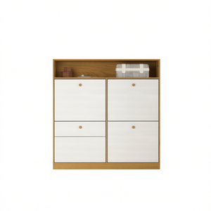 Armario Zapatero de Pie con 4 Cajones Abatibles, Tirador de Madera, Organizador de Almacenamiento Convertible, Moderno y Minimalista para Sala de Estar - Product Image 1