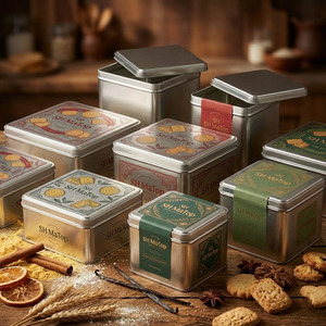 Boîtes en métal carrées sur mesure pour boîte cadeau de biscuits - Product Image 5
