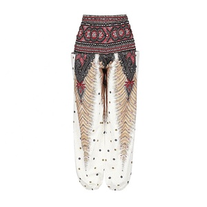 Womens Hippie Palazzo <strong>Pants</strong> Boho Ethnic Print Side Pocket Trousers Smocked Waist Joggers Bohemian Holiday Pajamas <strong>Harem</strong> <strong>Pants</strong>
