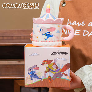 Mug en céramique <span class=keywords><strong>Disney</strong></span> Zootopia avec poignée et couvercle et boîte cadeau, ensemble de tasses à café écologiques pour les fêtes - Product Image 1