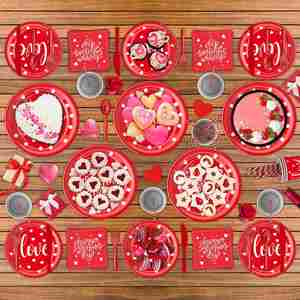 Paquete de 24 Artículos para Fiesta de San Valentín Modernos y Alegres con Cubiertos, Estilo Popular - Product Image 2
