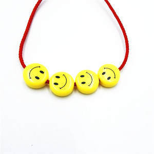 Yellow Smiley Face Acrylic <b>Beads</b> 5x10mm Round <b>Loose</b> <b>Beads</b> For Jewelry Making 100 Pieces Pack - Product Image 5