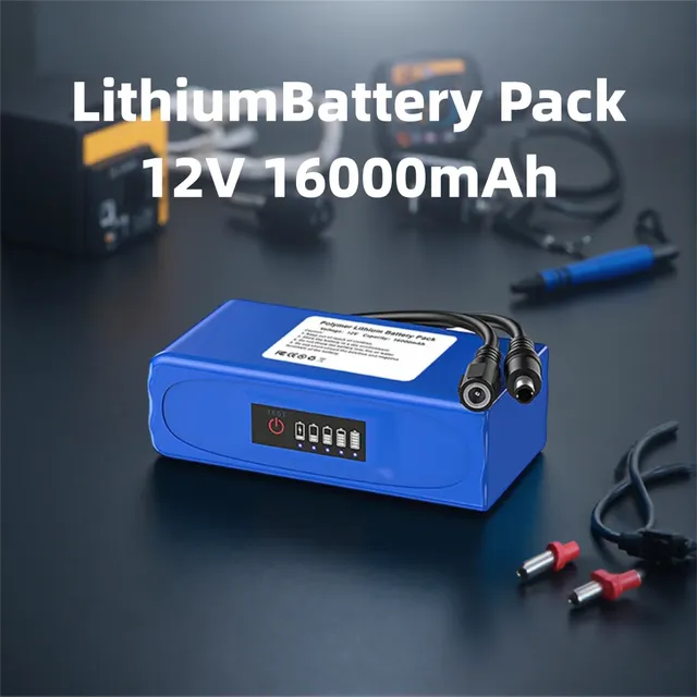 12V 16000mAh Lithium-Ion Polymer Battery Pack Power Display & DC Cable - High Capacity for Outdoor Solar/Backup Systems 9060100