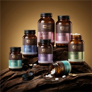 Bouteilles en verre givré de luxe personnalisées pour capsules de pilules, emballages de vitamines, flacons vides pour compléments alimentaires, bouteilles en verre ambré - Product Image 3