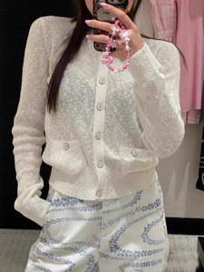 เสื้อคาร์ดิแกนถักไหมพรมแขนยาวเนื้อผ้า 25 เกรน รุ่น Gao Ding <span class=keywords><strong>Nan</strong></span> You Xiao Xiang Feng Double C Summer ป้องกันแสงแดด สไตล์ลำลอง - Product Image 4