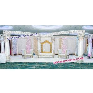 Impresionante Mandap para Bodas, Mandap Tradicional de FRP para Bodas, Decoración de Mandap Kalyan, Tema Blanco Moderno, Mandap para Bodas Asiáticas, Decoración para Eventos en Australia - Product Image 1