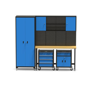 وحدات ورشة عمل تخزين المرآب طاولة عمل معدنية خزانات أدوات مدمجة مع سطح من الخشب الصلب - Product Image 4