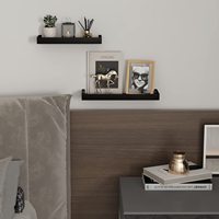 Ensemble d'étagères flottantes murales en métal noir mat (2 pièces) style industriel moderne pour chambre, salon, cuisine, rangement alimentaire