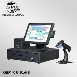 JESEN 15 Zoll vorrätig Doppelbildschirm Touchscreen Fenster POS-Maschine Point-of-Sale POS-Systeme mit Aluminiumlegierung