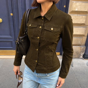 Retro Button Front Denim Shirt, Women's <b>Long</b> <b>Sleeve</b> Casual Jacket, <b>Y2K</b> Vintage Streetwear Outerwear Fashion <b>Top</b> - Product Image 1