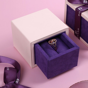 Boyang High Quality Ring Bracelet <b>Gift</b> Packaging Leather Sliding Jewelry Drawer <b>Box</b> with Ribbon - Product Image 5
