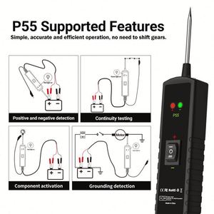Testeur de circuit de véhicule professionnel P55 et testeur de batterie automobile 12-24V avec test de continuité et garantie d'un an, ajustement universel - Product Image 5