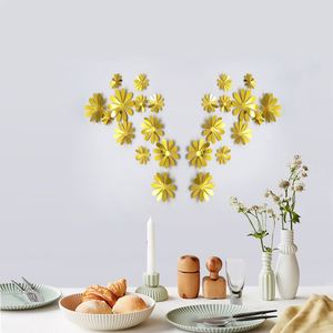 12PCS Metallic Texture 3D Stereoscopic Flower Wedding Festival Party Shopping Mall Home Decoration Gold and Silver <b>Wall</b> Stickers - Product Image 1