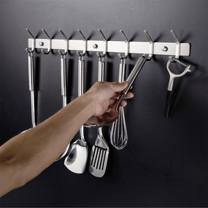 Estante <span class=keywords><strong>de</strong></span> almacenamiento montado en la pared <span class=keywords><strong>de</strong></span> acero inoxidable 304 con 8 ganchos, organizador <span class=keywords><strong>de</strong></span> suministros <span class=keywords><strong>de</strong></span> cocina, colgador <span class=keywords><strong>de</strong></span> abrigos <span class=keywords><strong>para</strong></span> <span class=keywords><strong>entrada</strong></span>, requiere perforación - Product Image 3