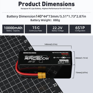 Racepow 6S/12S/14S 22.2V 10000mAh 15C 솔리드 스테이트 배터리 팩 FPV 대형 드론 VTOL UAV 용 최고 품질의 <span class=keywords><strong>LIPO</strong></span> 배터리 - Product Image 4