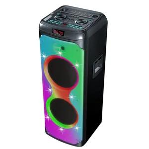 pro audio big speakers dual 10 inch 1000 watts rgb light portable bluetooth karaoke speaker with dj controlador console mixer