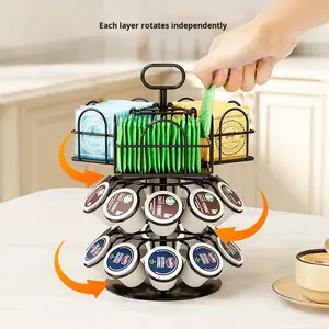 Soporte Giratorio <span class=keywords><strong>para</strong></span> Cápsulas de Café, Organizador de Accesorios de Cocina que Ahorra Espacio, <span class=keywords><strong>Base</strong></span> Antideslizante <span class=keywords><strong>para</strong></span> Máquinas <span class=keywords><strong>Nespresso</strong></span> K-Cup - Product Image 1