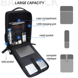 Mochila para Portátil Personalizada para Hombre, Diseño Personalizado, Carcasa Rígida de Eva, Negra, Impermeable, para Viajes de Negocios, Mochila Inteligente con USB - Product Image 2