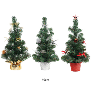 Cây thông Noel nhân tạo nhỏ để bàn 40cm màu vàng đỏ bạc, hàng mới về, có sẵn, đang bán - Product Image 1