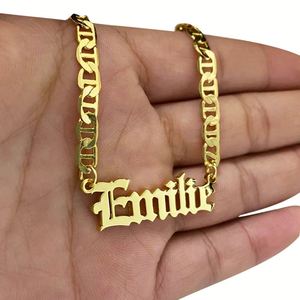 Wholesale <b>Custom</b> 18K Stainless Steel <b>Name</b> Gold Plate Jewelry for Men <b>Necklace</b> Pendant Personalised Letter - Product Image 1