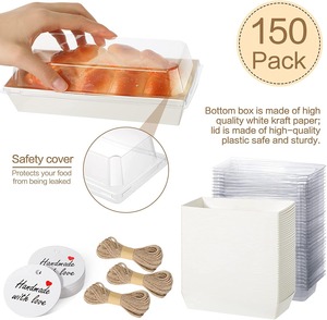 Vassoio in Carta Kraft Monouso per Alimenti con Rivestimento UV e Coperchio in Plastica Trasparente, Scatola per Confezionamento Torte e Pasticceria - Product Image 3