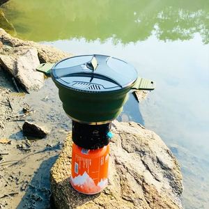 Ensemble bouilloire de camping pliable, chauffe-eau compact pour la randonnée avec couvercle, sans BPA, pour la cuisson en backpacking - Product Image 4
