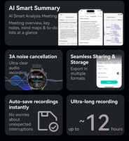 Montre d'enregistrement de réunions intelligente IA 2026 avec assistant vocal IA, traduction en temps réel, enregistreur vocal, contrôle par application, écran TFT 1,53 pouces, 5 ATM