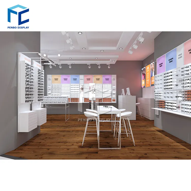 MDF metal güneş gözlüğü vitrin optik mağaza mobilya tasarımı