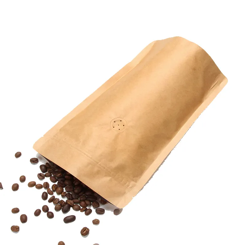 Papier kraft réutilisable 5Lb 160microns/VMPET/CPP Vernis mat Pochette debout Sac d'emballage pour thé et café avec valve de dégazage