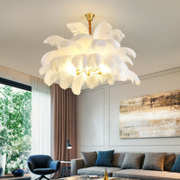 Lustre moderne en plumes d'autruche EOS, LED blanc chaud, structure en fer, décoration intérieure, luminaires suspendus pour salon et chambre, facile à installer