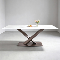 Base de table à manger en acier au carbone en forme de X pour plateau en pierre frittée, projet hôtelier, vente en gros d'usine, OEM ODM